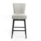 Mansfield- Set of 2 - 26" Beige & Black Fabric Swivel Counter Stools with Espresso Wood Queen Anne Legs, Traditional Design