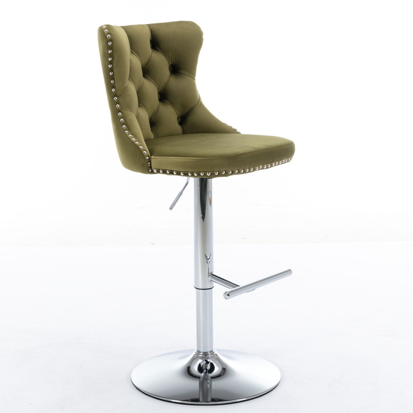 Swivel Barstools Adjusatble Seat Height From 25-33", Modern Upholstered Base Bar Stools With Backs Comfortable Tufted For Home Pub And Kitchen Island (Set of 2)