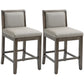 Horizon - Set of 2 - 25.5" Grey PU Leather Upholstered Counter Height Bar Stools with Back and Rubber Wood Frame