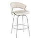 Jelena - Set of 2 - 26" White Faux Leather Counter Stools with Chrome Metal Frame and Swivel Functionality