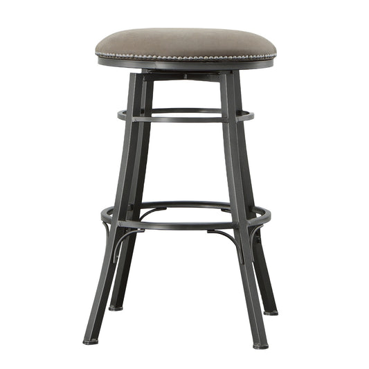 Hiaven - Set of 2 - 30" Dark Gray Wood Backless Swivel Bar Stools with Upholstered Seats