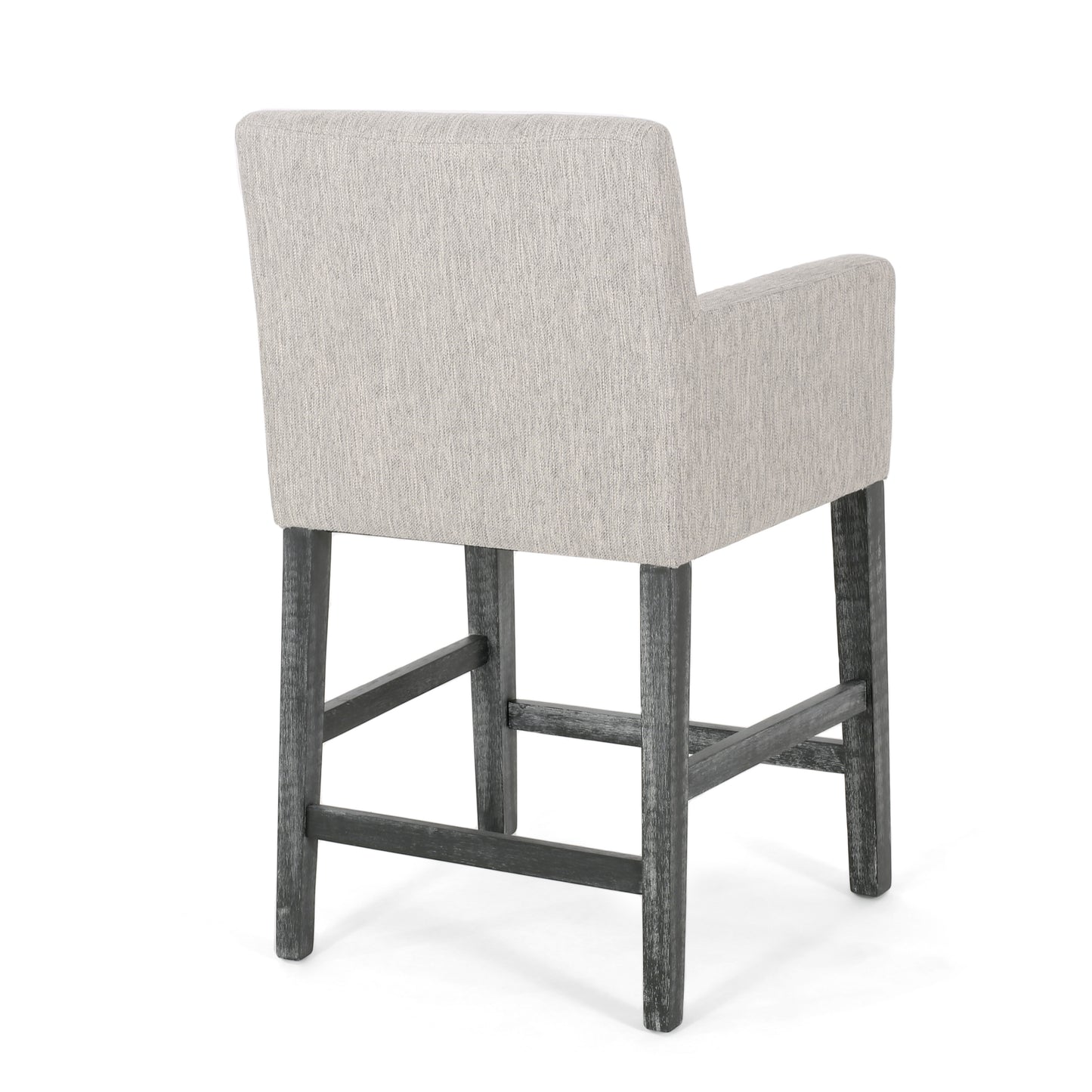 Lioris - Set of 2 - 26" Upholstered Counter Stools, Light Gray Fabric, Rubberwood Frame