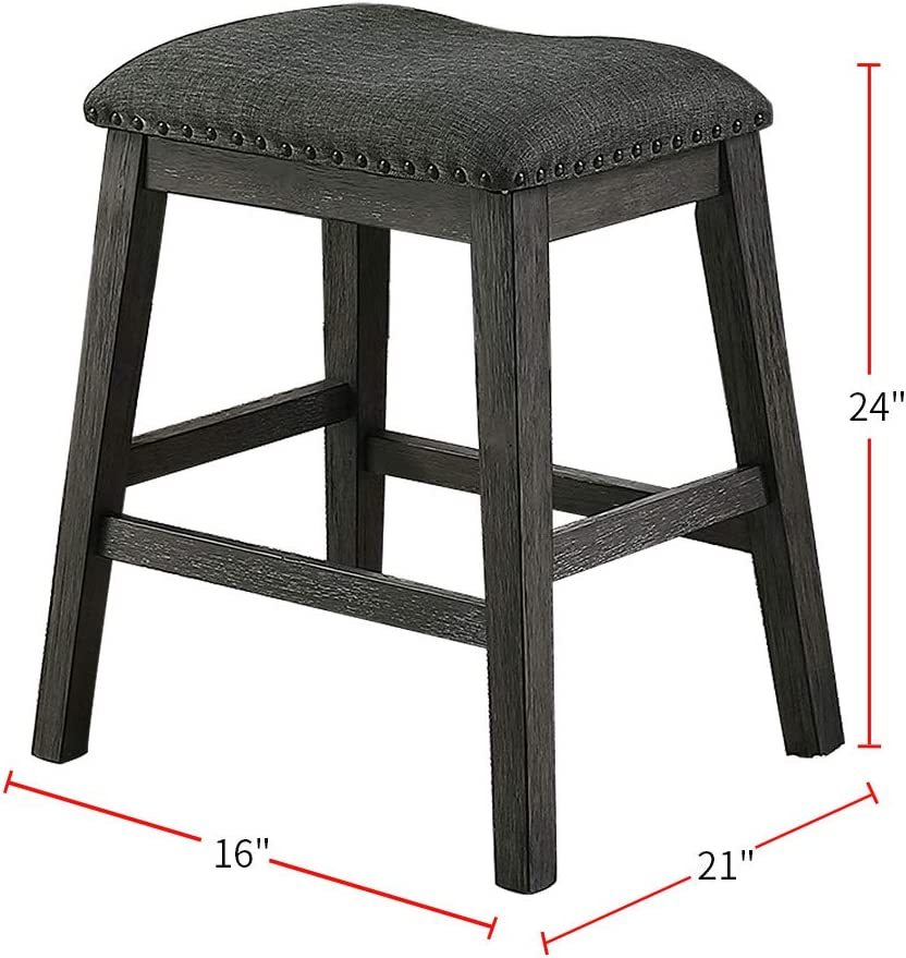 Briarcrest - Set of 2 - 26" Gray Wood Counter Height Bar Stools with High Back and Foam Cushion