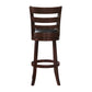 Velante – Set of 2 – 30" Swivel Bar Stools in Dark Cherry with Black Faux Leather Upholstery and Solid Wood Frame