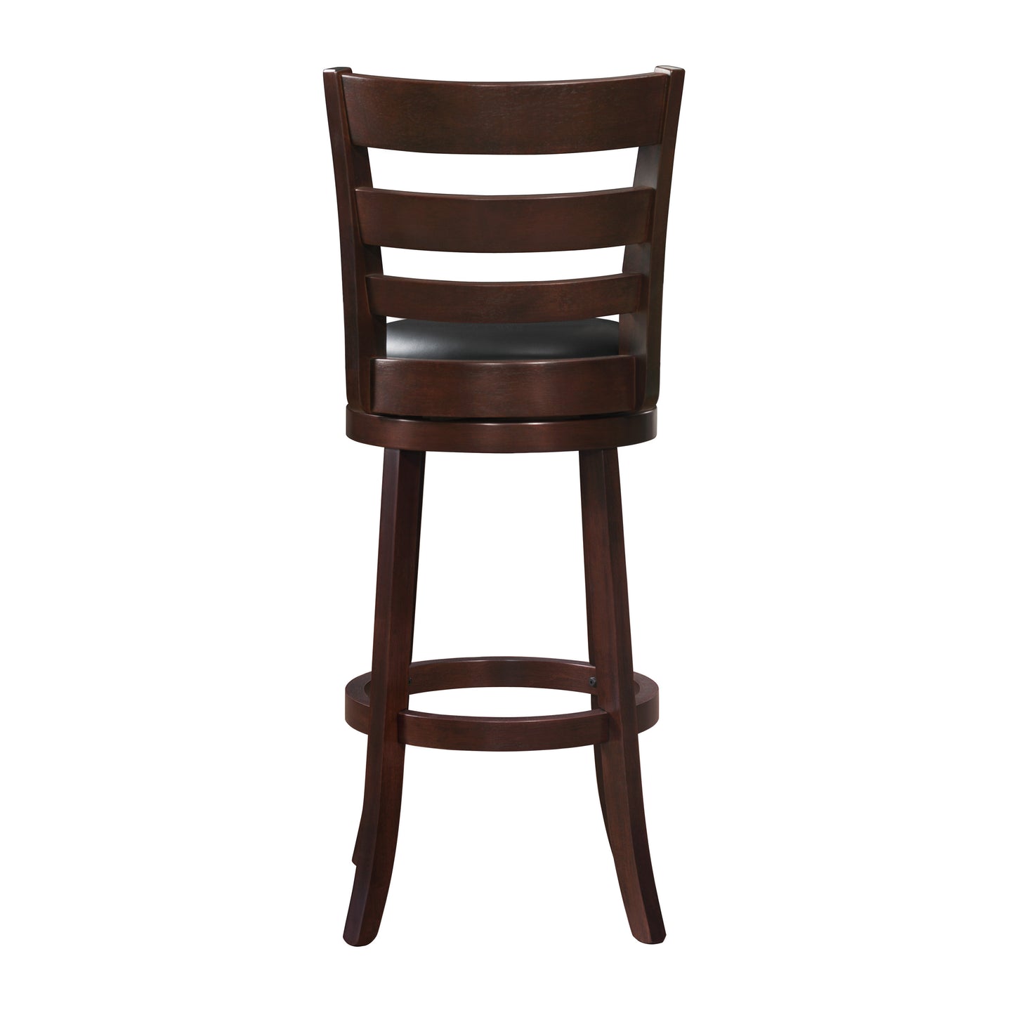 Velante – Set of 2 – 30" Swivel Bar Stools in Dark Cherry with Black Faux Leather Upholstery and Solid Wood Frame