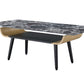 Landon - Coffee Table With Glass Marble Texture Top And Bent Wood Design