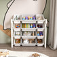 Multi Functional Kids Toy Storage Organizer Cabinet With Hdpe Shelf And 12 Bins - Gray White