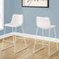 Zenith - Set of 2 - 29" White Leather-Look Bar Height Office Chairs with Slim White Metal Frame, Modern Design