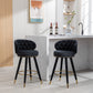 Lathenor - Set of 2 - 26" Black Velvet Counter Height Bar Stools with Solid Wood Legs, Fixed Height, and 360° Swivel for Kitchen or Bar Seating