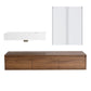 Wall Mounted Bathroom Vanity With Resin Sink And 2 Side Cabinet, 3 Soft Close Drawer - Brown Ebony