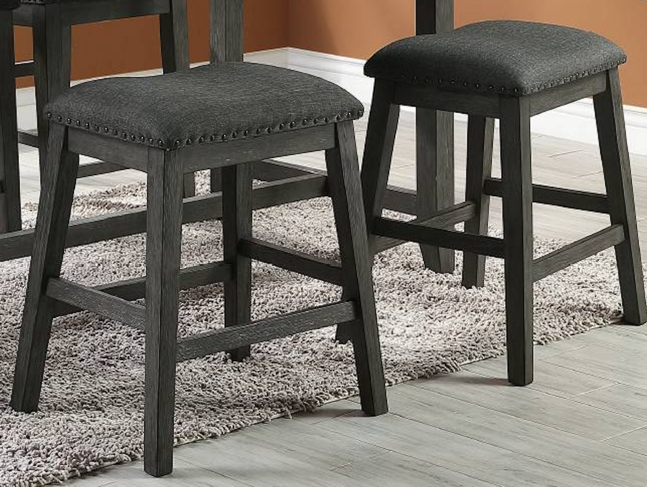 Briarcrest - Set of 2 - 26" Gray Wood Counter Height Bar Stools with High Back and Foam Cushion