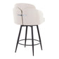 Stalford - Set of 2 -26" - Cream Upholstered Fixed-Height Counter Stools with Matte Black Metal Frame and Chrome Accents