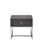 Iban - End Table - Gray Oak / Chrome