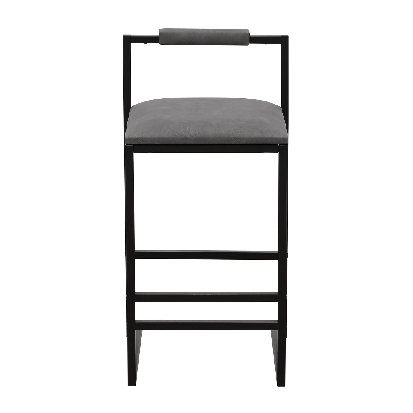 Sumner - Set of 2 - 16.54" Modern Counter Height Bar Stools with Armless Design, Gray PU Upholstered Seats & Black Metal Legs