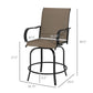 Havencrest - Set of 2 - 26" Brown 360° Swivel Outdoor Bar Stools with Armrests, Steel Frame, and High-Density Mesh Fabric for Patio Dining