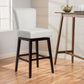 Mansfield- Set of 2 - 26" Beige & Black Fabric Swivel Counter Stools with Espresso Wood Queen Anne Legs, Traditional Design