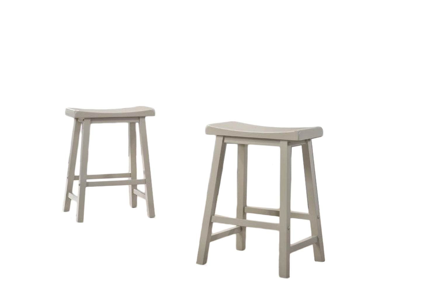 Alonzo - Set of 2 – 24" Light Gray Backless Counter Height Ergonomic Stools with Solid Wood Frame