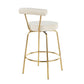 Remington - Set of 2 - 33.75" Gold Metal Counter Stools with Cream Velvet Upholstery