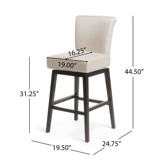 Hadara - Set of 2 - 32" Swivel Bar Stools with Wood Frame & Upholstered Cushion for Kitchen Island, Bedroom, or Dining Room