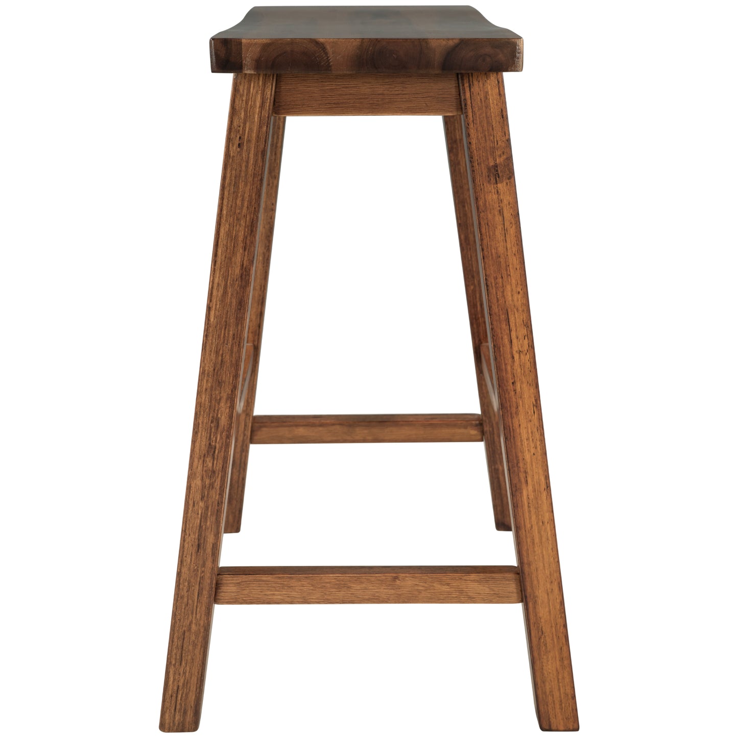 Hilltop - Set of 2 - 24" Walnut Farmhouse Rustic Counter Height Stools - Solid Wood