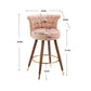 Viatora - Set of 2 - 27" Pink Swivel Solid Wood Bar Stools with High Back and Footrest