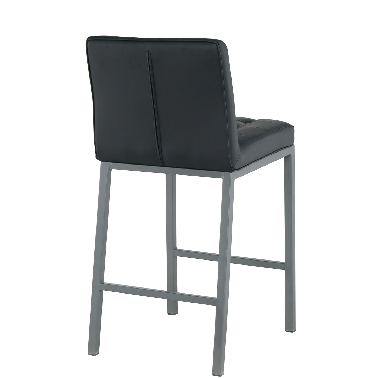 Samson - Set of 2 - 30" Black Modern PU Bar Stools with Metal Legs