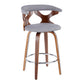 Geneva - Set of 2 - 24" Walnut & Light Grey Mid-Century Modern Swivel Counter Stools with Lattice Back