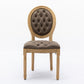 French Style Solid Wood Frame Antique Painting, Hand-Pulled Buckle Decoration Artificial Dining Chair With Nailhead Trim, Wood Legs