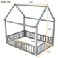 Wood House Bed With Fence And Door