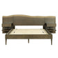 Queen Size Platform Bed Frame With Live Edge Headboard, Built In Nightstands - Dark Brown