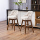 Hearth - Set of 2 - 29" Beige Linen Swivel Bar Stools with High Back and Solid Wood Legs