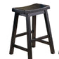 Spirata 24" - Set of 2 - Black Swivel Saddle Seat Counter Height Stools - Solid Wood Casual Dining Chairs