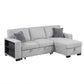 Buzz - Reversible Sleeper Sectional Sofa With Storage Chaise, Console Arm, USB Charging & Cup Holders - Gray