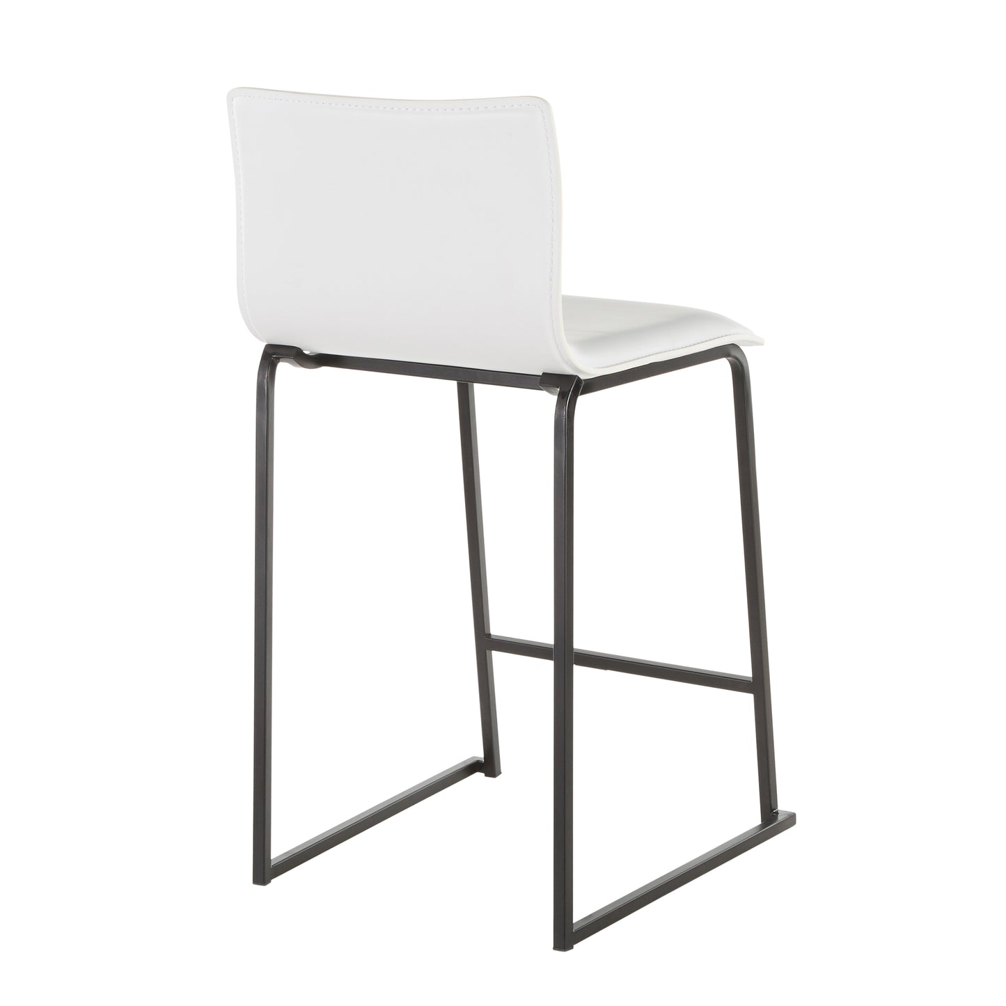 Marolie - Set of 2 - 26" Counter Stools with White Faux Leather Seats and Black Metal Frame, Contemporary Design by LumiSource