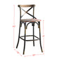 Zafira - Set of 2 - 29" Industrial Vintage Bar Chairs with High Backrest, Antique Copper and Oak Finish