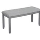 Ashford - Set of 6 - 19" Stool height, 18" Bench and 30" Table Gray Wooden Dining Set with Upholstered Chairs and Bench