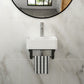 Rectangular Bathroom Sink With Towel Bar & Faucet Hole, Wall Mounted - White
