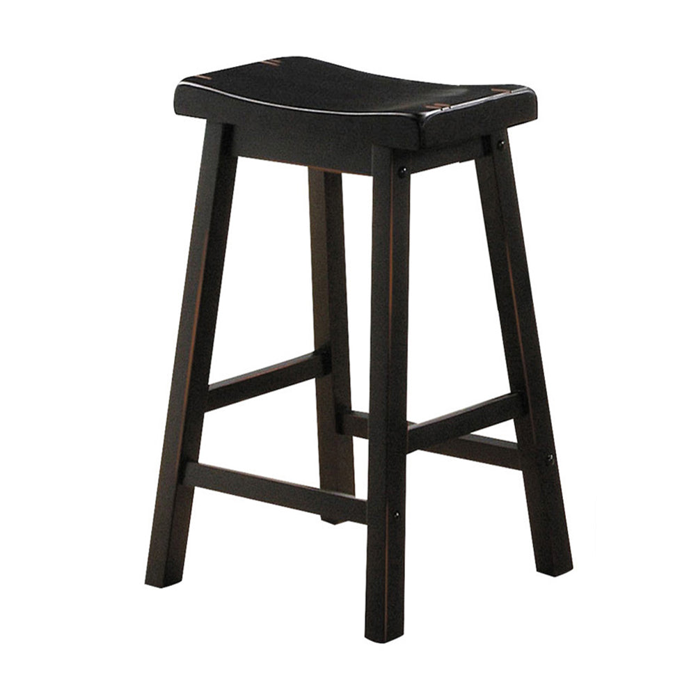 Soretta - Set of 2 -24" – 5- Black  Counter Stool Piece Farmhouse Dining Set with Saddle Stools