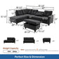 L - Shaped 3 Piece Sectional Sofa With Chaise, Storage Ottoman & Cup Holders