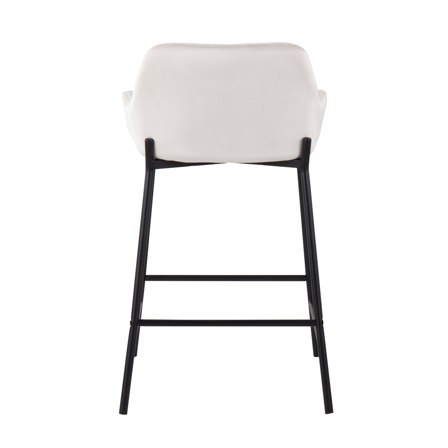 Averine - Set of 2 - 26" White Velvet Counter Height Stools with Black Metal Base