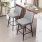 Vectoria 26" - Set of 2 - Light Grey Upholstered Swivel Counter Height Bar Stools with Metal Legs, 360° Swivel, and High Back, 25.6" Seat Height