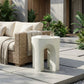 Outdoor Round Top Side Table / End Table, Living Room Accent Table - Antique White