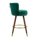 Monial - Set of 2 - 28" Emerald Swivel Bar Stools with Backrest, Footrest, and Solid Wood Legs