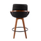 Cirral - Set of 2 - 26" Mid-Century Walnut and Black Faux Leather Counter Stools