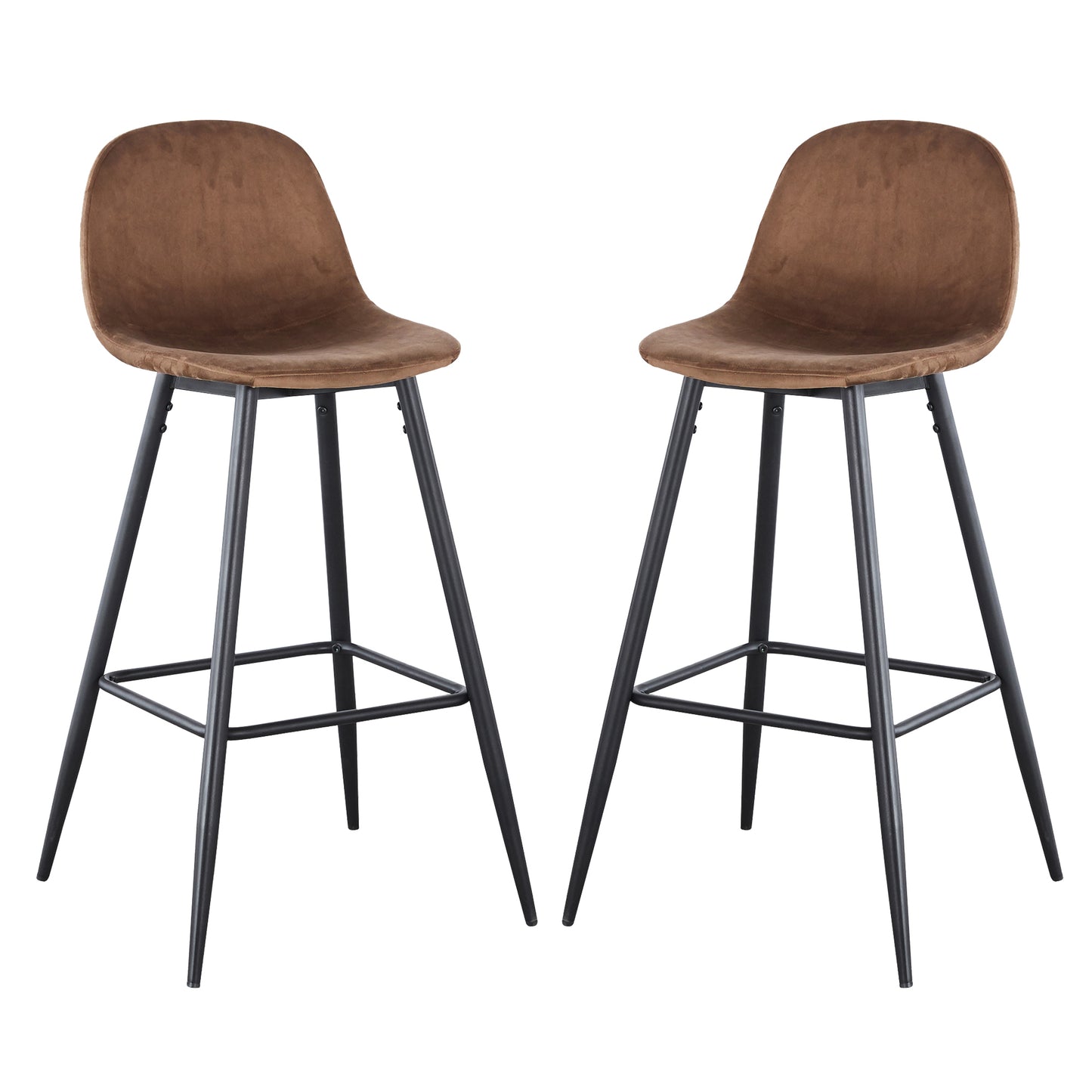 Narellan - Set of 2 - 30" Novara Velvet Bar Stools with Back & Footrest, Sturdy Metal Legs, Easy Assembly for Kitchen & Island