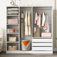 Doorless Storage Wardrobe For Dedroom With Shelves And 3 Drawers - White