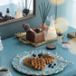 Plastic Charger Plate (Set of 6) - Blue / Gold