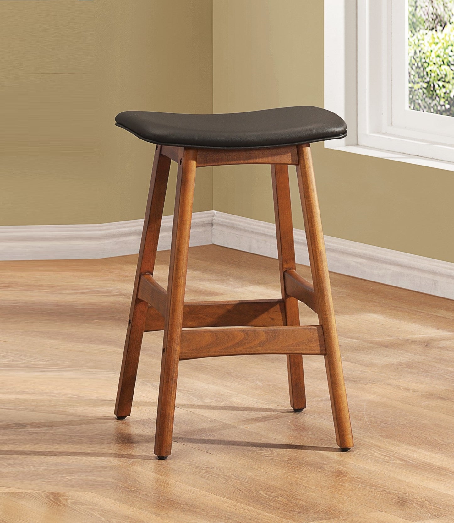 Vellum - Set of 2 - 26" Dark Brown Counter Stools with Walnut Frame