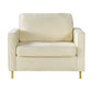 Accent Chair Upholstered Single Sofa With Square Arms, Sewn Pillow Back For Living Room