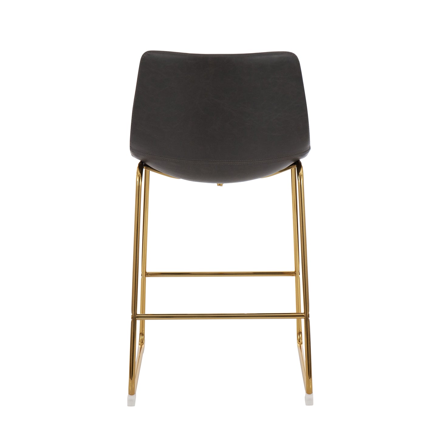 EliteDesign - Set of 2 - 26" Gold Metal Counter Stools with Grey Faux Leather Upholstery